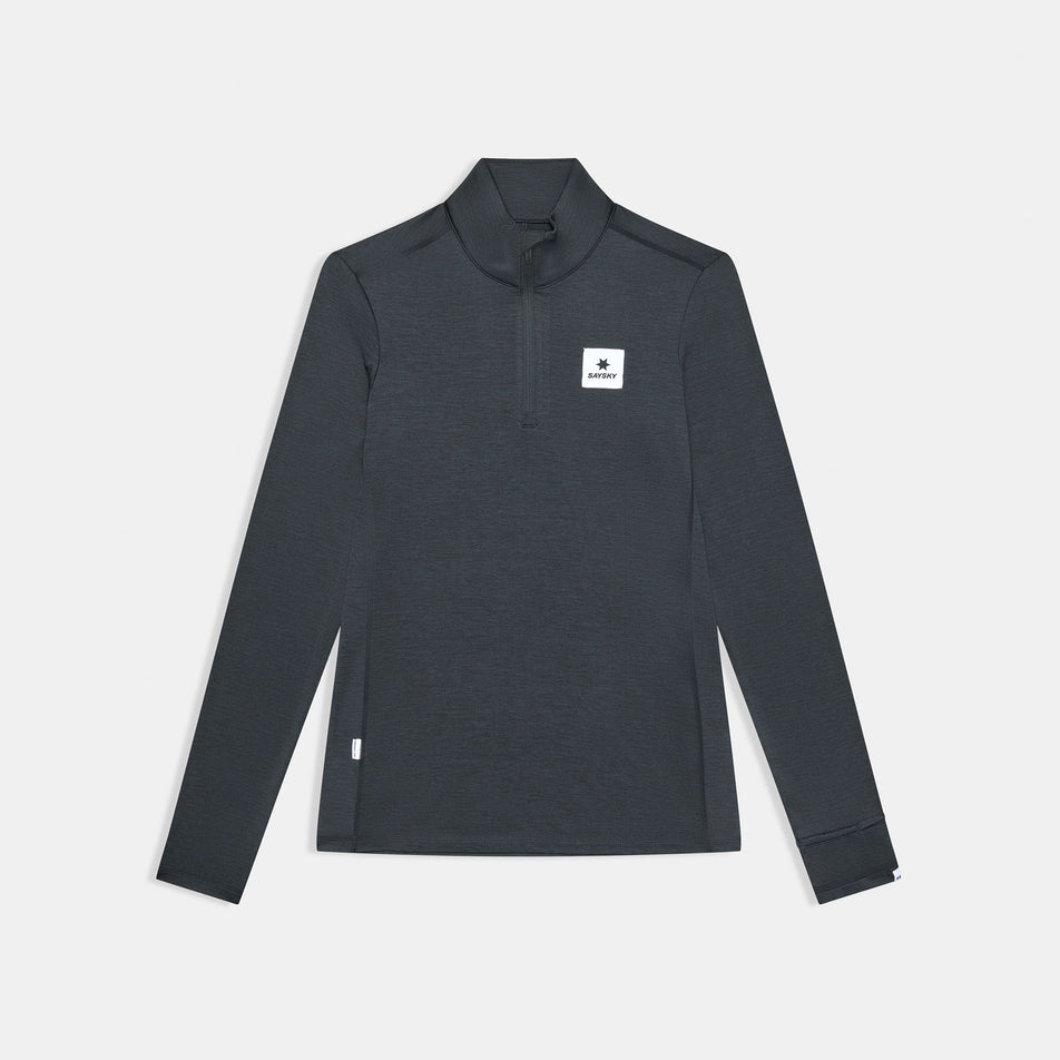 Front view of the SAYSKY Women's Tiger Pace Half Zip Long Sleeve in the Black colourway.