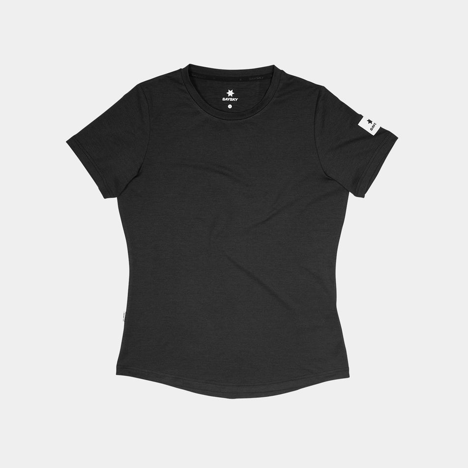 Front view of the SAYSKY Women's Clean Pace T-Shirt in the Black colourway.