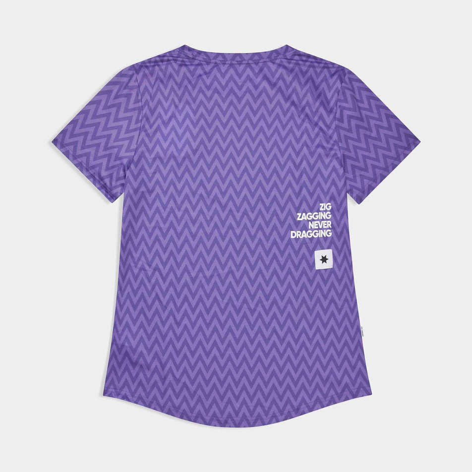 Back view of the SAYSKY Women's Zig Zag Combat T-Shirt in the Purple Zig Zag colourway.