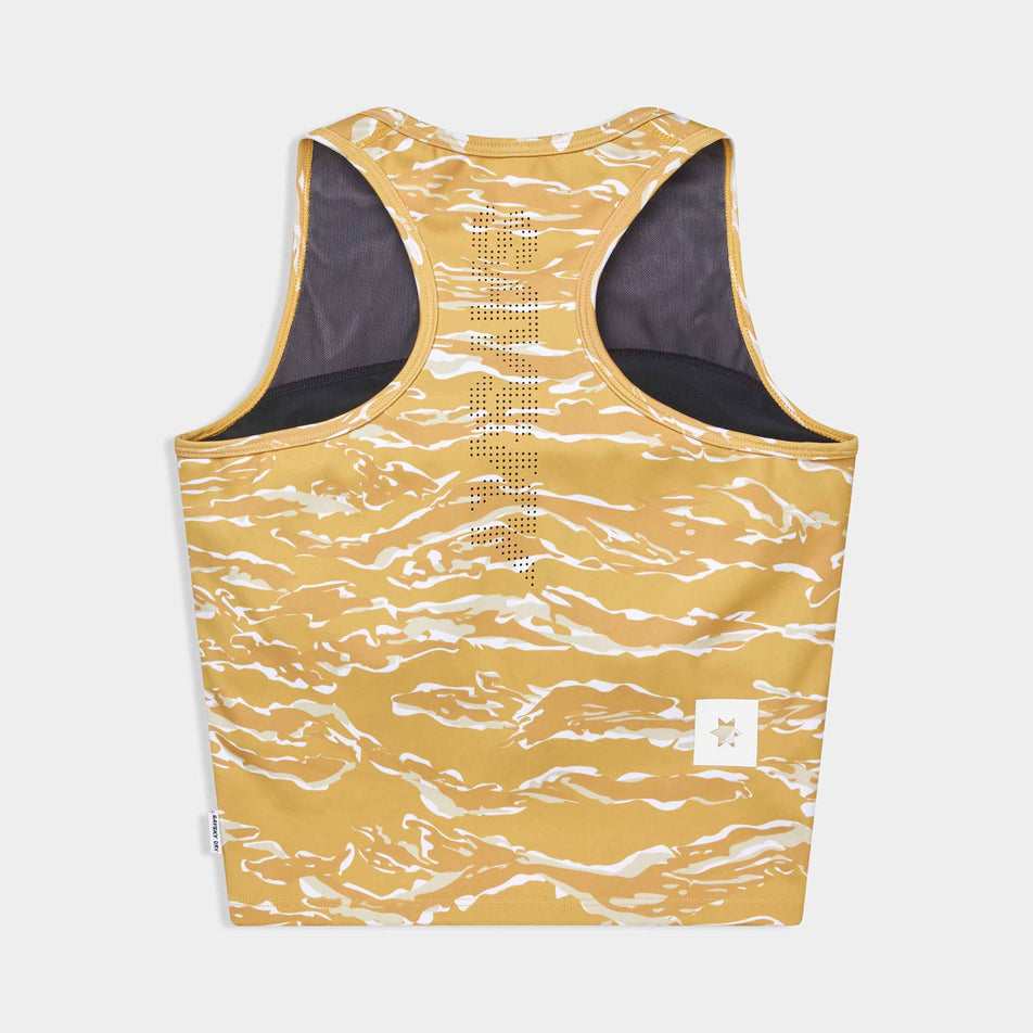 Back view of the SAYSKY Women's Tiger Combat Crop Top in the Yellow colourway.