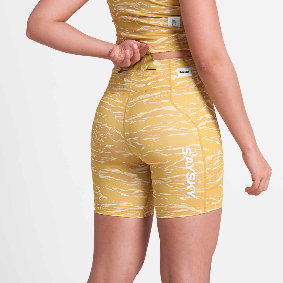 Back view of a model wearing the SAYSKY Women's Tiger Combat+ Short Tights 7