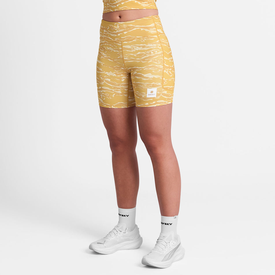 Front view of a model wearing the SAYSKY Women's Tiger Combat+ Short Tights 7