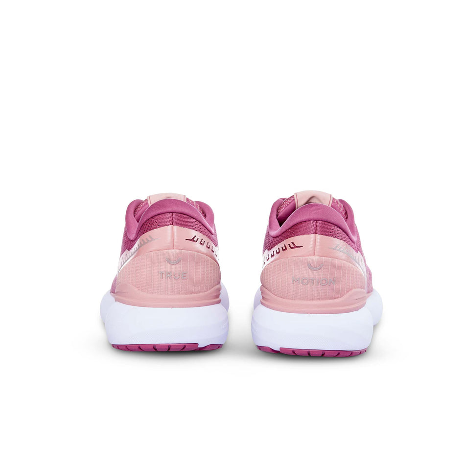 The back of a pair of True Motion Women's U-Tech Nevos 3 Running Shoes in the Dry Rose/Rose Tan/White colourway (8407081156770)