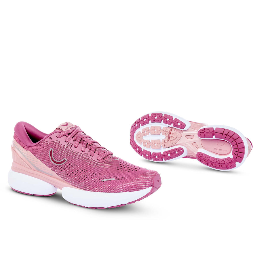 A pair of True Motion Women's U-Tech Nevos 3 Running Shoes in the Dry Rose/Rose Tan/White colourway (8407081156770)
