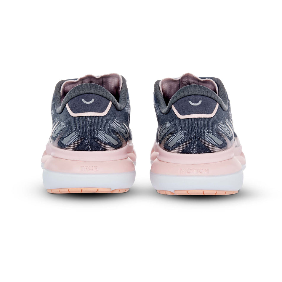 The back of a pair of True Motion Women's U-Tech Vichara Running Shoes in the Alloy/Ebony/Lotus colourway (8194653552802)