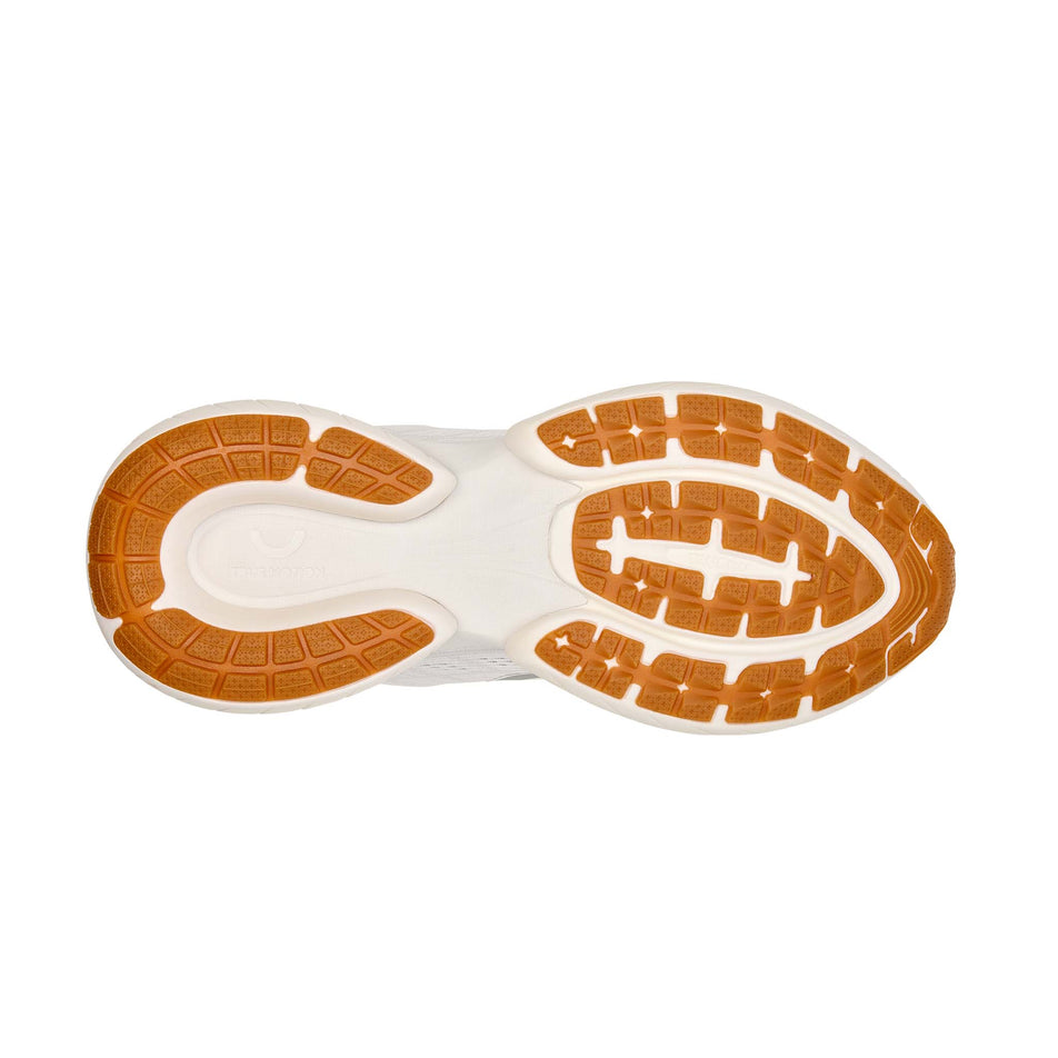 The outsole of the right shoe from a pair of True Motion Women's U-Tech Nevos 4 Running Shoes in the White/Bright White colourway.