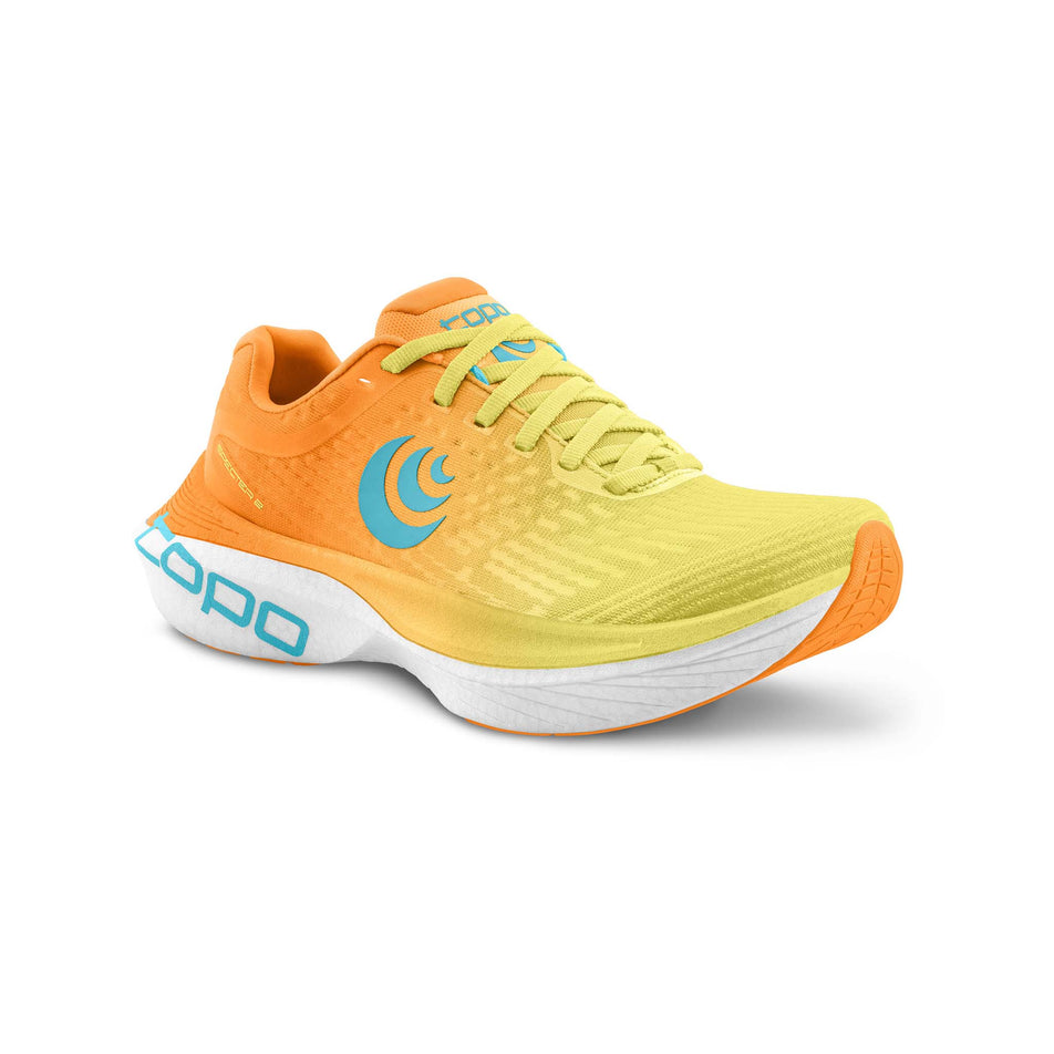 The right shoe from a pair of Topo Athletic Men's Specter 2 Running Shoes in the Orange/Blue colourway. (8746033840290)