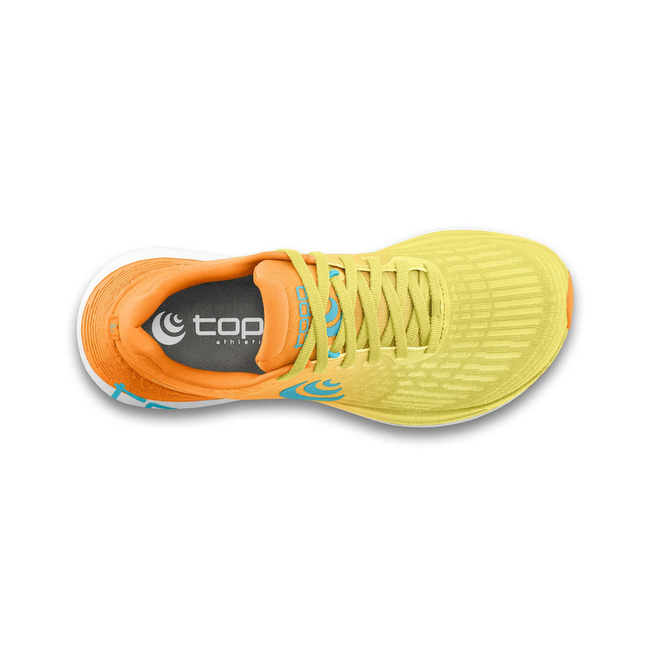The upper of the right shoe from a pair of Topo Athletic Men's Specter 2 Running Shoes in the Orange/Blue colourway. (8746033840290)