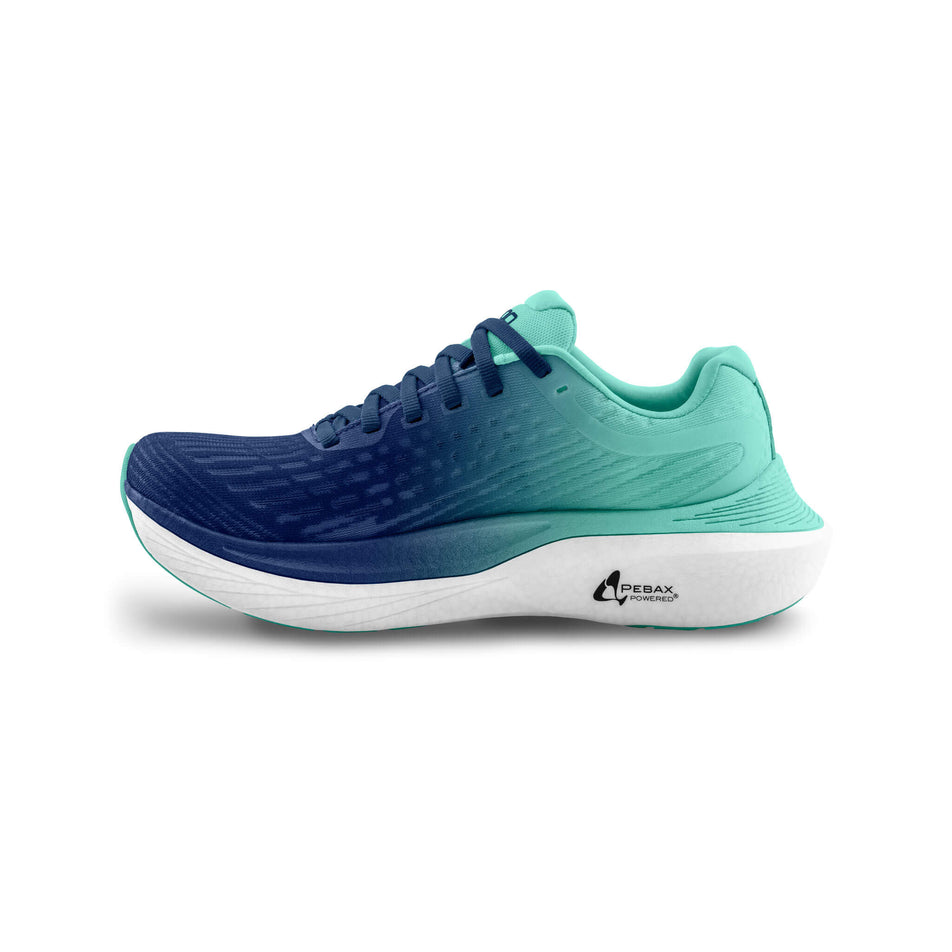 Medial side the right shoe from a pair of Topo Athletic Women's Specter 2 Running Shoes in the Blue/Blue colourway. (8489132589218)