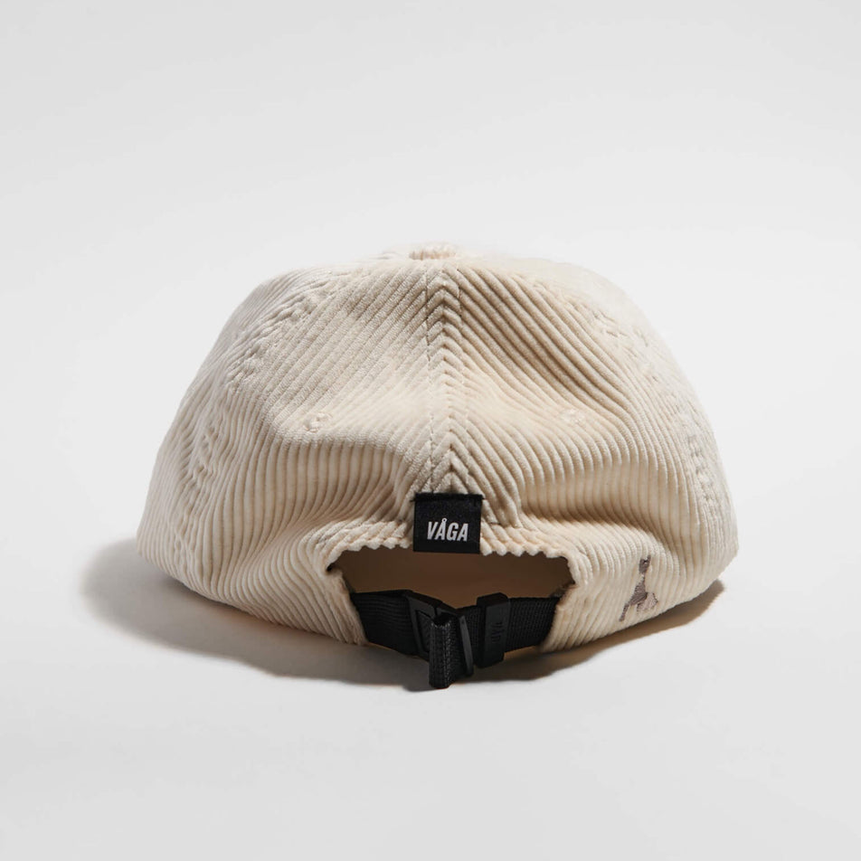 Back view of the VAGA Unisex Corduroy Cap in the Pale Lemon colourway.