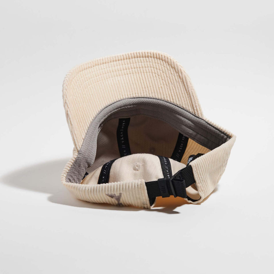 Underside view of the VAGA Unisex Corduroy Cap in the Pale Lemon colourway.