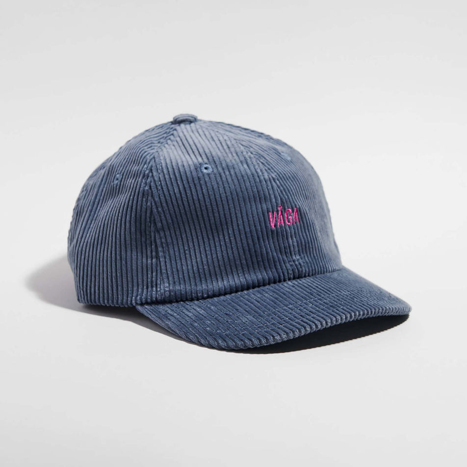 Lateral view of the VAGA Unisex Corduroy Cap in the Smoke Grey colourway.