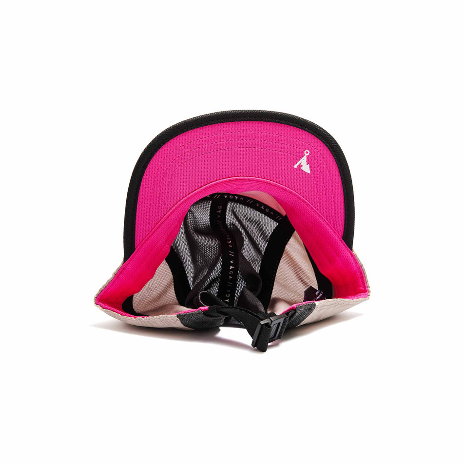 The underside of a VÅGA Unisex Club Cap in the Charcoal/Taupe/Light Pink/Poster Pink colourway. (8486831882402)