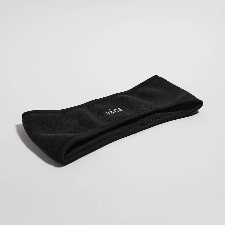 Front view of the VAGA Unisex Fleece Headband in the Black colourway.
