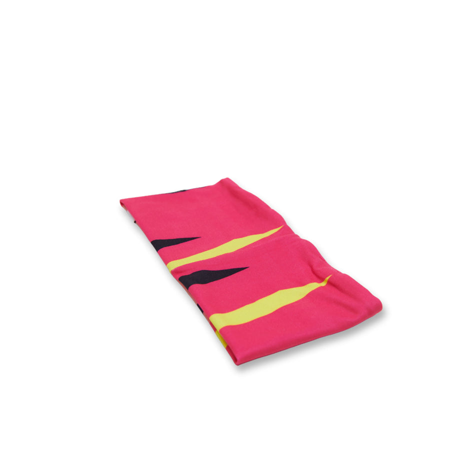 The back of a VAGA Unisex Club Headband in the Peach/Poster Pink/Navy Blue/Neon Yellow colourway (8385443365026)