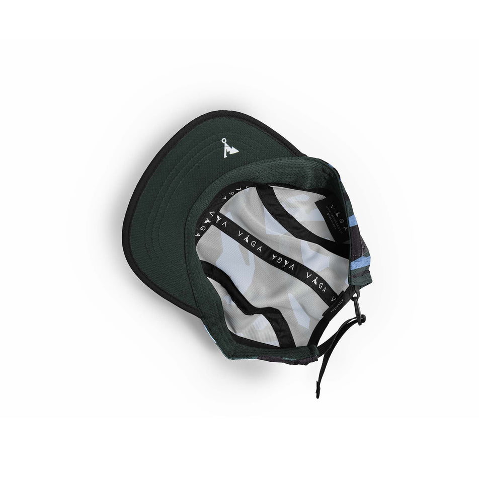The underside of a VAGA Unisex Limited Edition Patterned Club Cap in the Black/Khaki Green/Postal Blue colourway (8385323696290)
