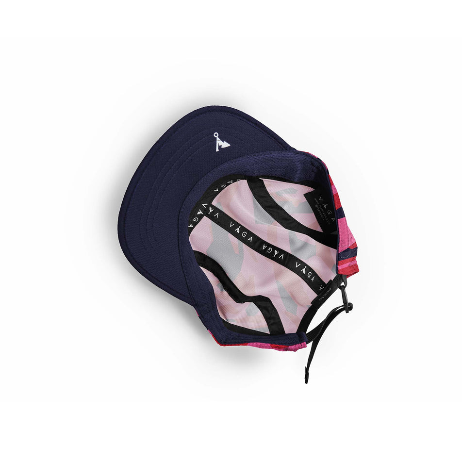 The underside of a VAGA Unisex Limited Edition Patterned Club Cap in the Black/Khaki Green/Pink colourway (8385363968162)