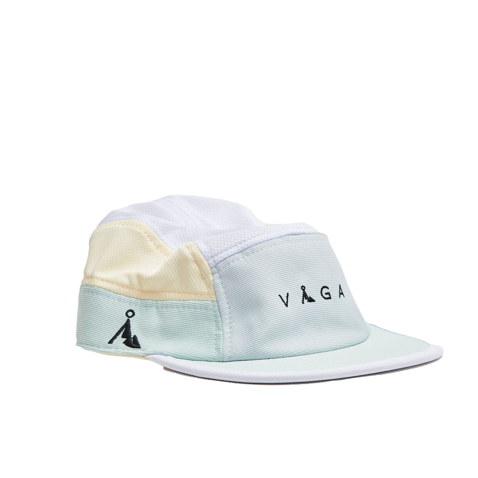 Front view of a VÅGA Unisex Club Cap in the Pastel Blue/White/Pastel Yellow/Pastel Green colourway (8684628607138)