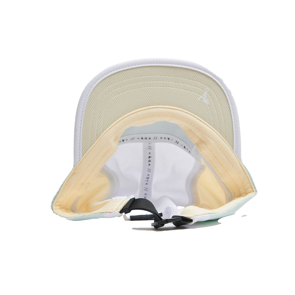 The underside of a VÅGA Unisex Club Cap in the Pastel Blue/White/Pastel Yellow/Pastel Green colourway (8684628607138)