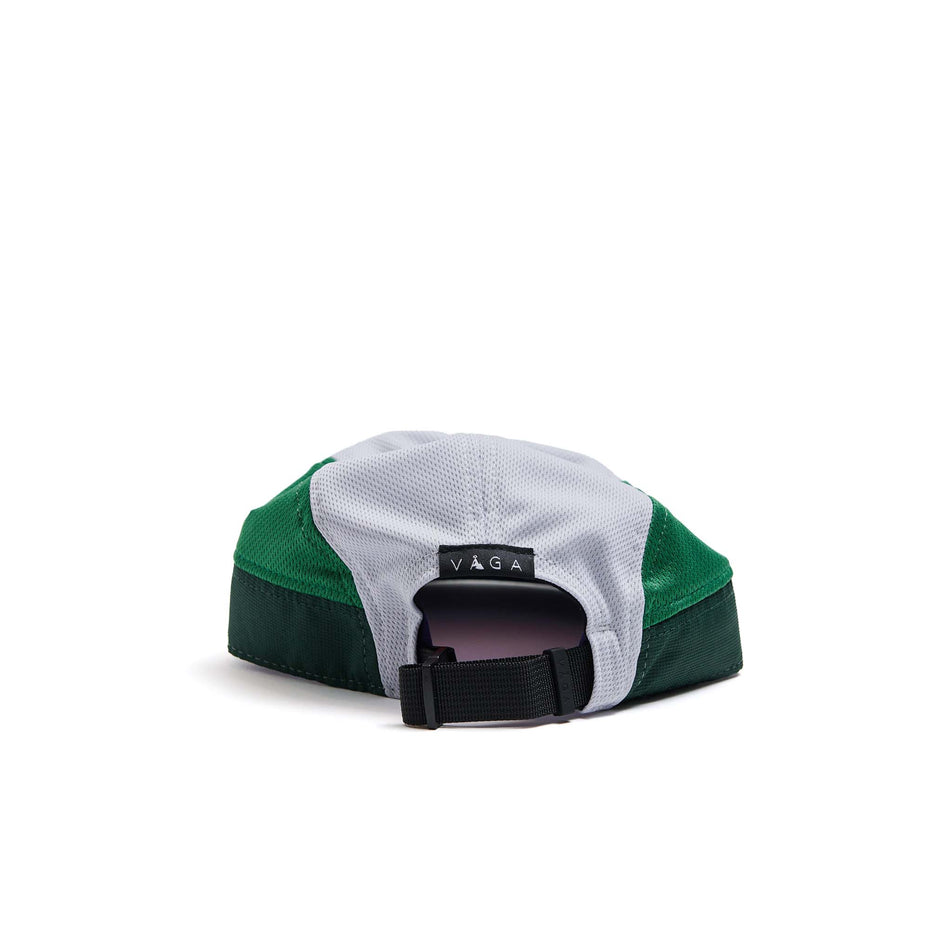 The back of a VÅGA Unisex Club Cap in the Racing Green/Light Grey/Sunshine Yellow/Purple colourway. (8595623051426)
