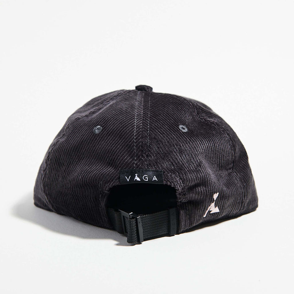 Back view of the VAGA Unisex Corduroy Cap in the Charcoal colourway. (8751574286498)