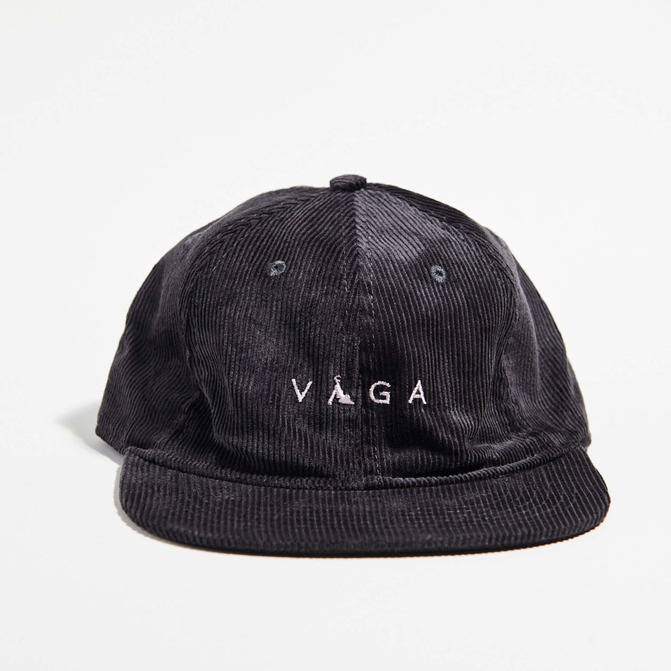 Front view of the VAGA Unisex Corduroy Cap in the Charcoal colourway. (8751574286498)
