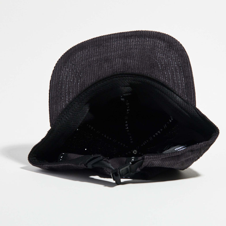Inside view of the VAGA Unisex Corduroy Cap in the Charcoal colourway. (8751574286498)