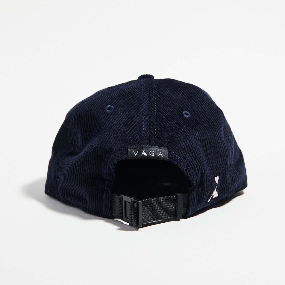 Back view of the VAGA Unisex Corduroy Cap in the Navy Blue colourway. (8751577694370)