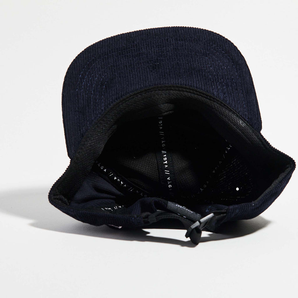 Inside view of the VAGA Unisex Corduroy Cap in the Navy Blue colourway. (8751577694370)