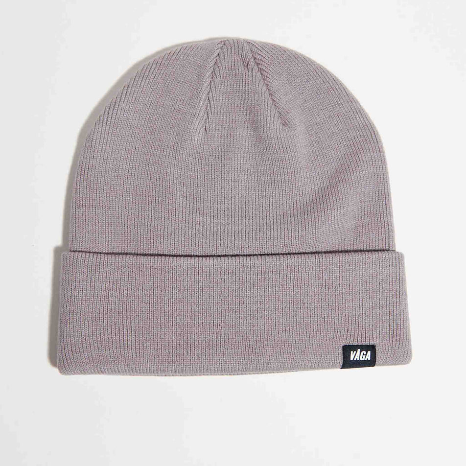 Front view of the VAGA Unisex Fine Rib Beanie in the Dark Taupe colourway. (8751585788066)