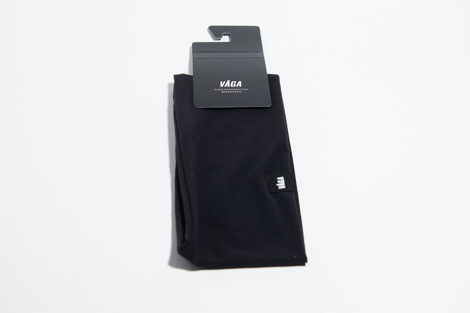 Front view of the VAGA Unisex Jersey Midweight Headband in the Black colourway. (8751594995874)