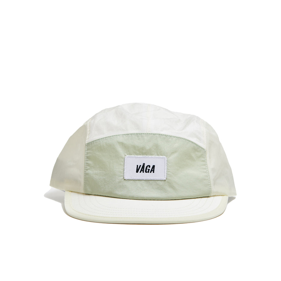 Front view of a VÅGA Unisex Pacer Cap 2.0 in the Mist/Khaki colourway (8684932989090)