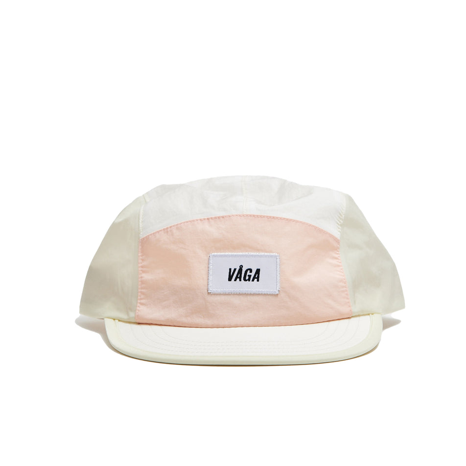 Front view of a VÅGA Unisex Pacer Cap 2.0 in the Mist/Pale Pink colourway (8684934463650)