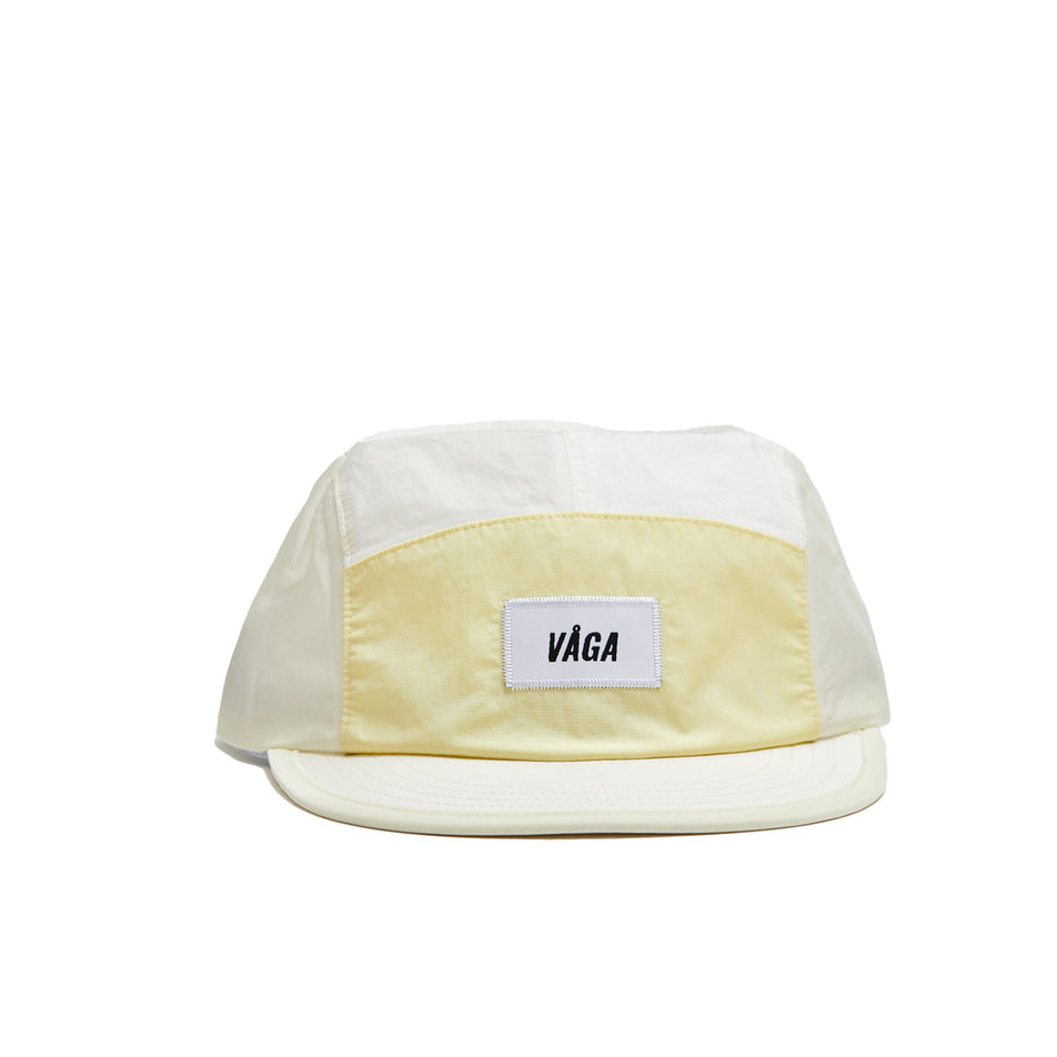 Front view of a VÅGA Unisex Pacer Cap 2.0 in the Mist/Sorbet Yellow colourway (8684935938210)