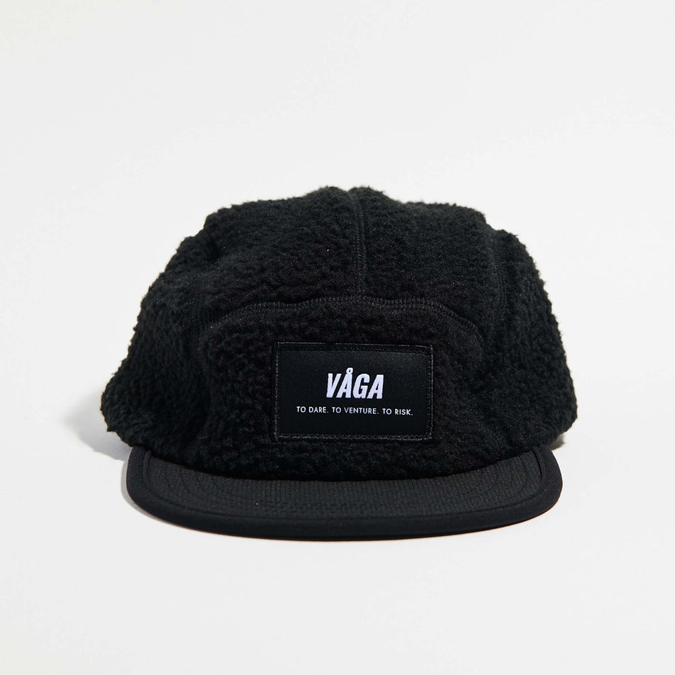 Front view of the VAGA Unisex Teddy Fleece Cap in the Black colourway. (8751586738338)