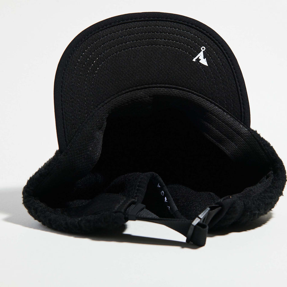 Inside view of the VAGA Unisex Teddy Fleece Cap in the Black colourway. (8751586738338)