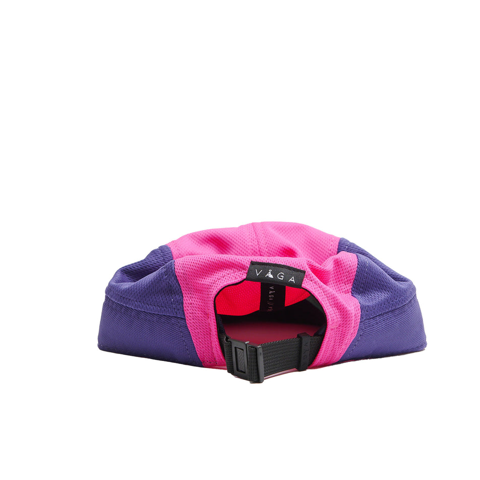 Back view of a VÅGA Unisex Club Cap in the Aqua/Poster Pink/Purple/Navy Blue colourway (8684635914402)