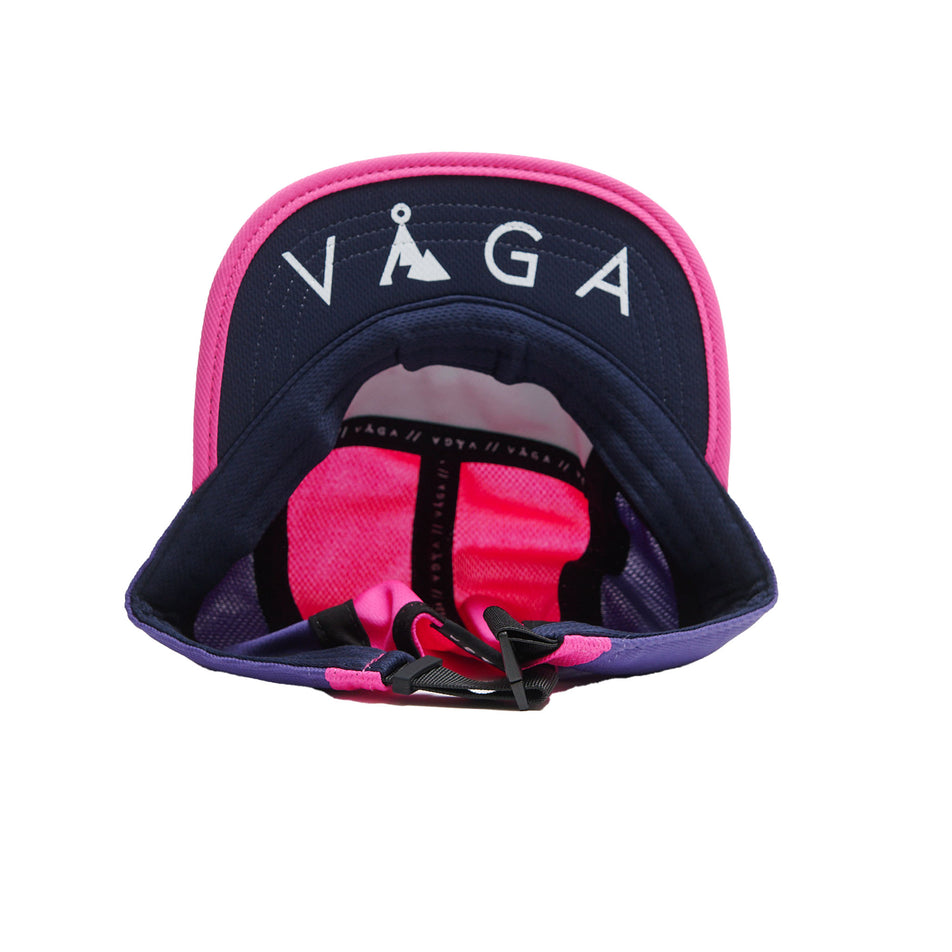 The underside of a VÅGA Unisex Club Cap in the Aqua/Poster Pink/Purple/Navy Blue colourway (8684635914402)
