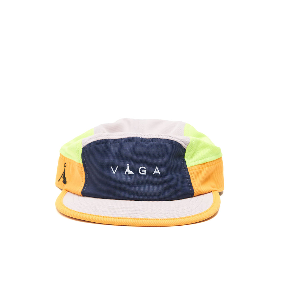 Front view of a VAGA Unisex Club Cap in the Lilac/Neon Yellow/Yellow/Navy Blue colourway. (8551947534498)