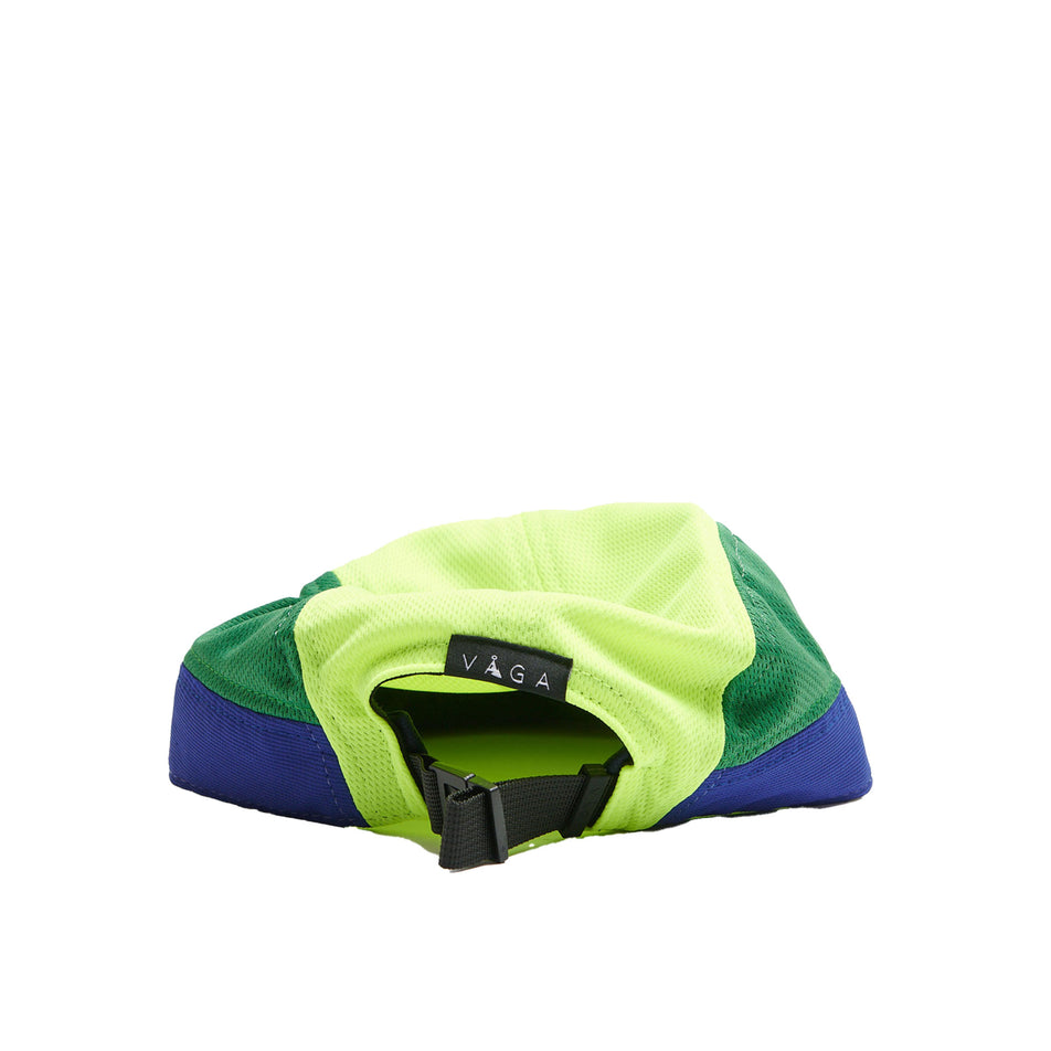 Back view of a VÅGA Unisex Club Cap in the Neon Yellow/Green/Blue/Navy Blue colourway (8684632932514)