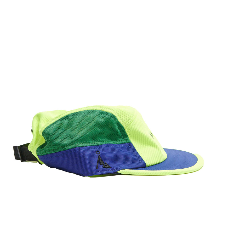 Side view of a VÅGA Unisex Club Cap in the Neon Yellow/Green/Blue/Navy Blue colourway (8684632932514)