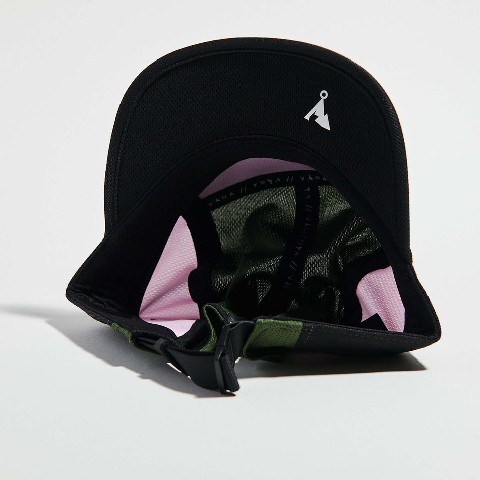 Inside view of the VAGA Club Cap in the Utility Green/Black/Light Pink colourway. (8751082668194)