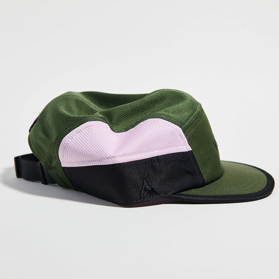 Side view of the VAGA Club Cap in the Utility Green/Black/Light Pink colourway. (8751082668194)