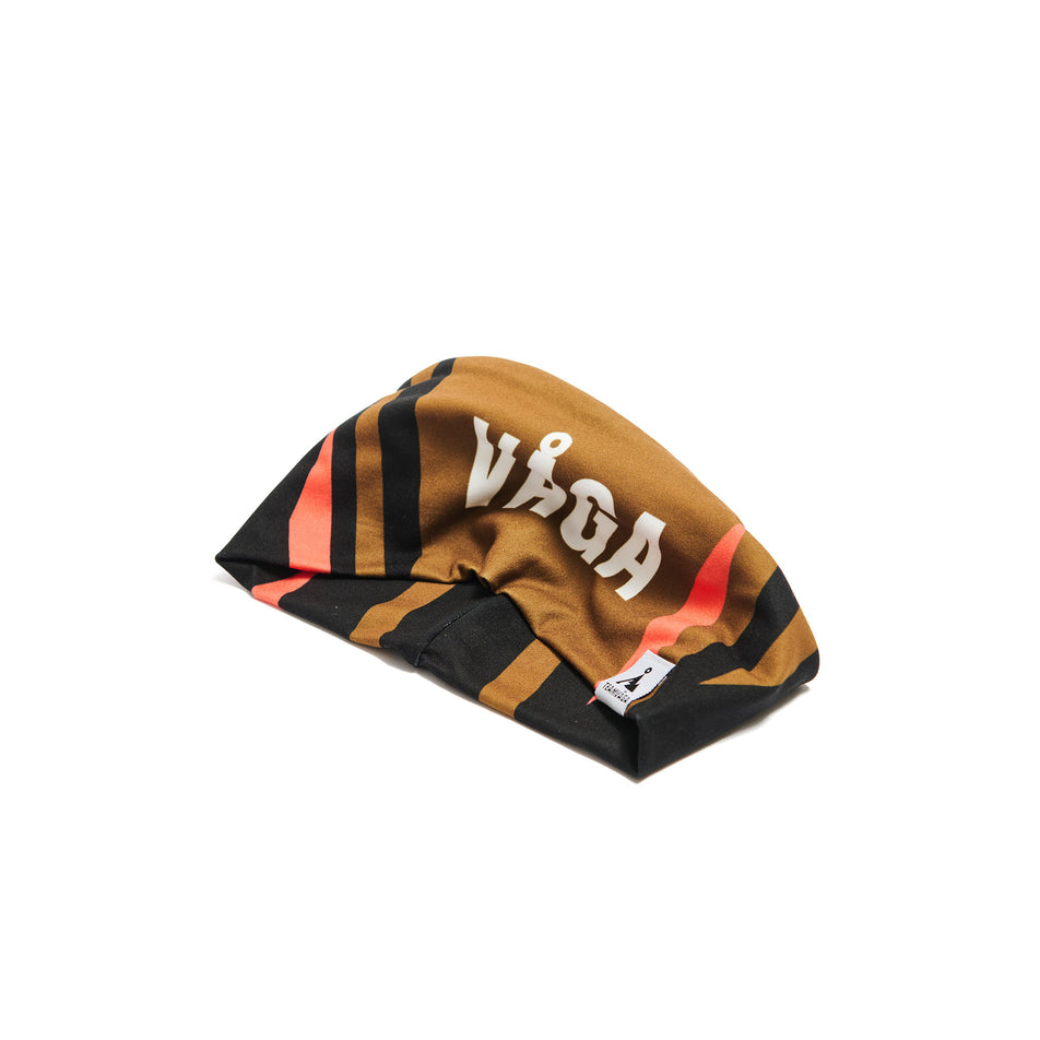 Front view of a VÅGA Unisex Club Headband in the Black/Utility Green/Neon Orange colourway. (8487150092450)