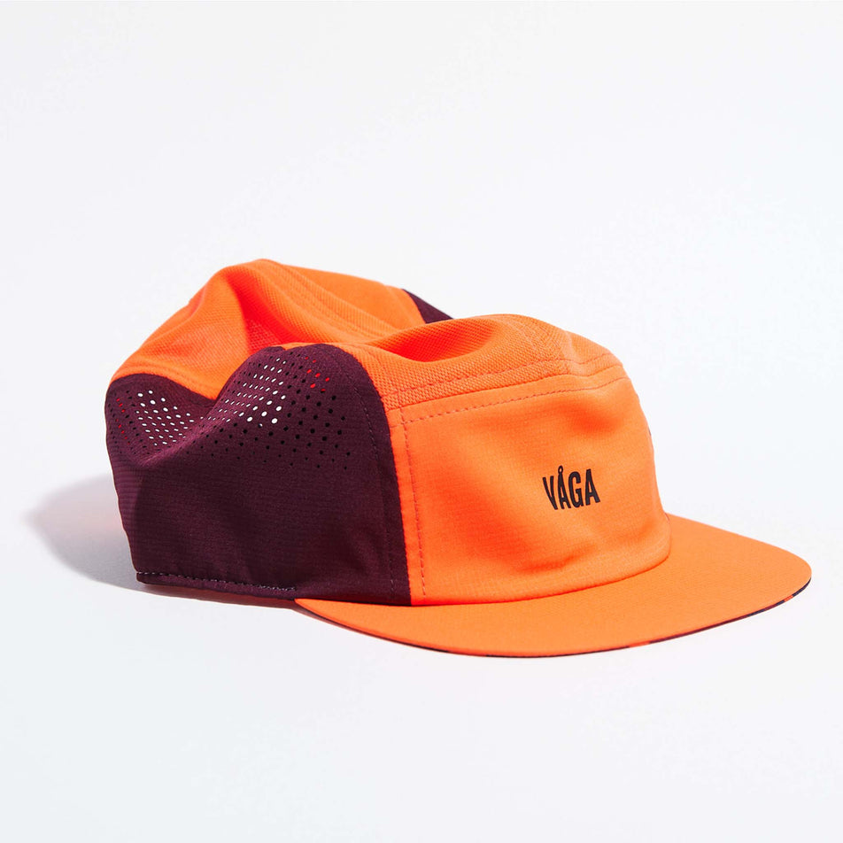 The VAGA Feather Racing Cap in the Neon Orange/Plum colourway. (8751093088418)