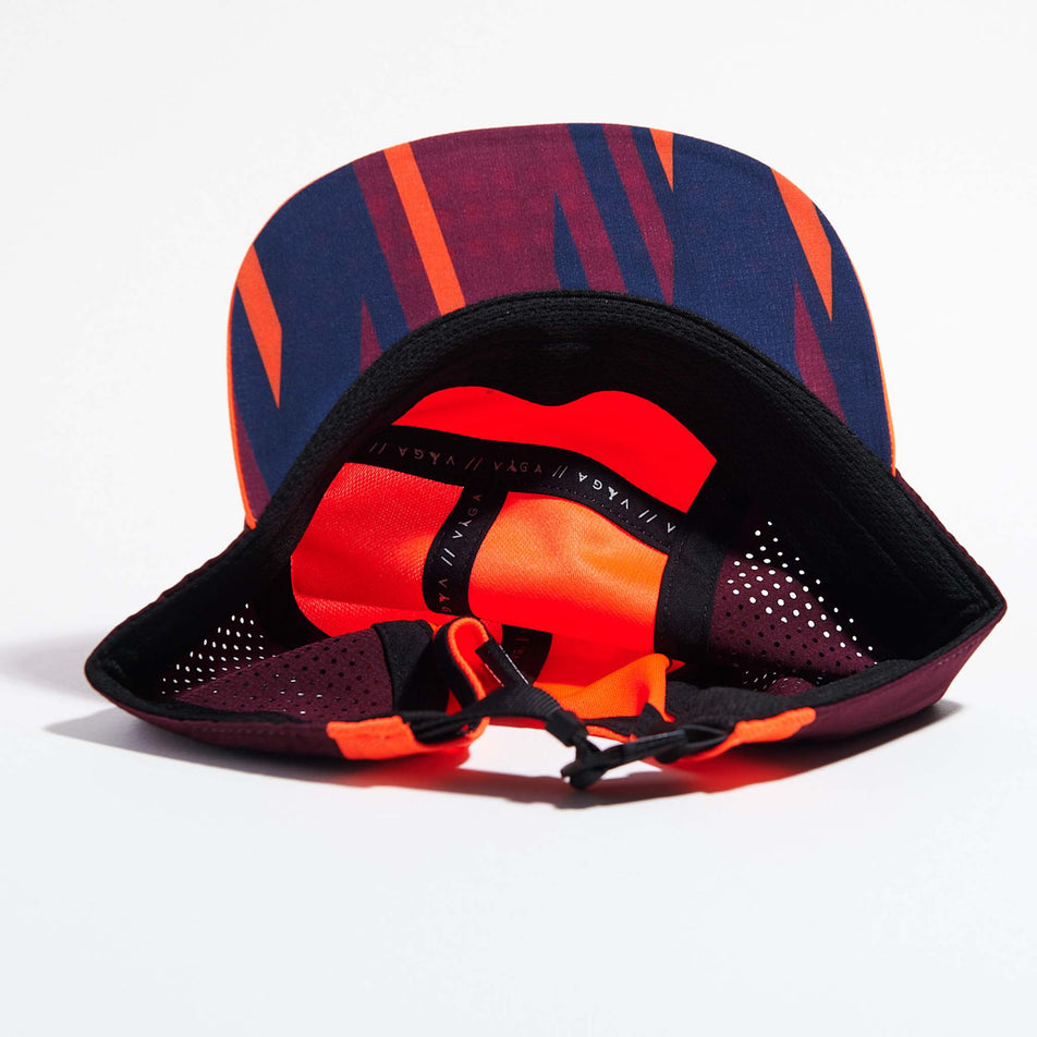 Inside view of the VAGA Feather Racing Cap in the Neon Orange/Plum colourway. (8751093088418)