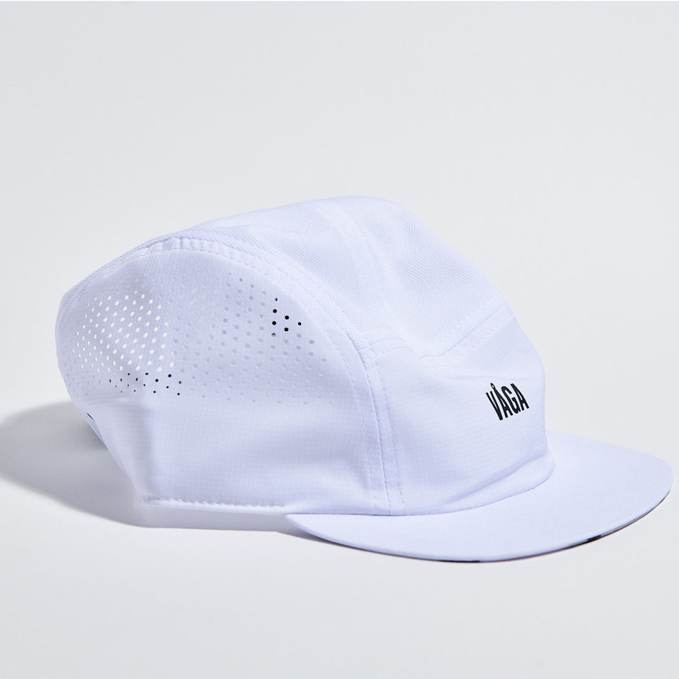 The VAGA Feather Racing Cap in the White/Mist Grey/Black colourway. (8751091712162)