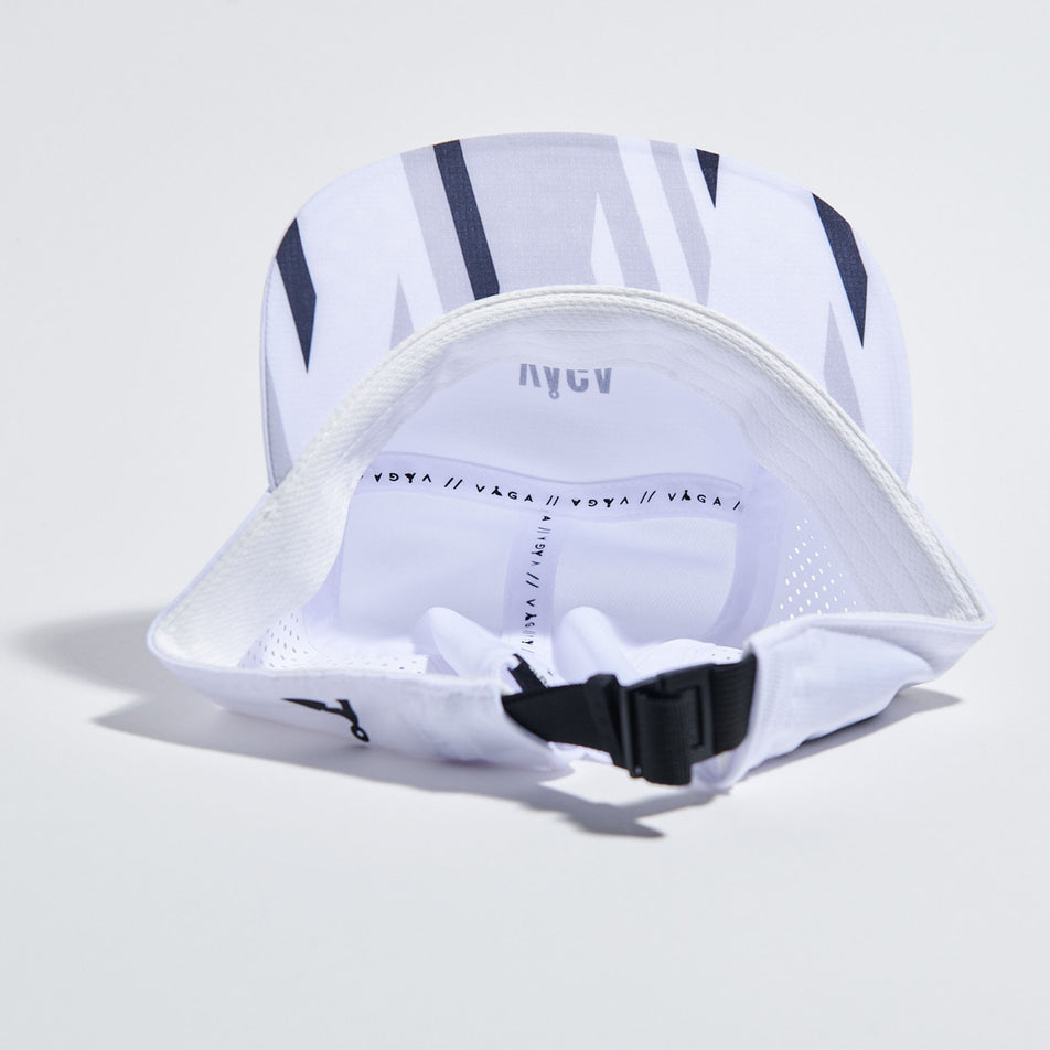 Inside view of the VAGA Feather Racing Cap in the White/Mist Grey/Black colourway. (8751091712162)