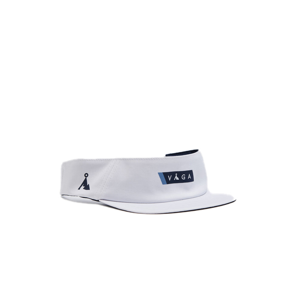 A VÅGA Unisex Feather Visor in the White/Navy Blue colourway. (8596989378722)