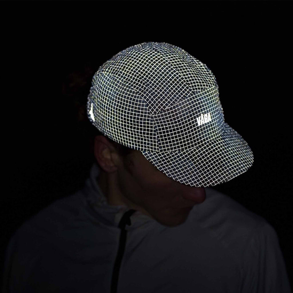 The reflective grid pattern on the VAGA Unisex Night Club Cap 2.0 in the Black colourway. (8751097610402)